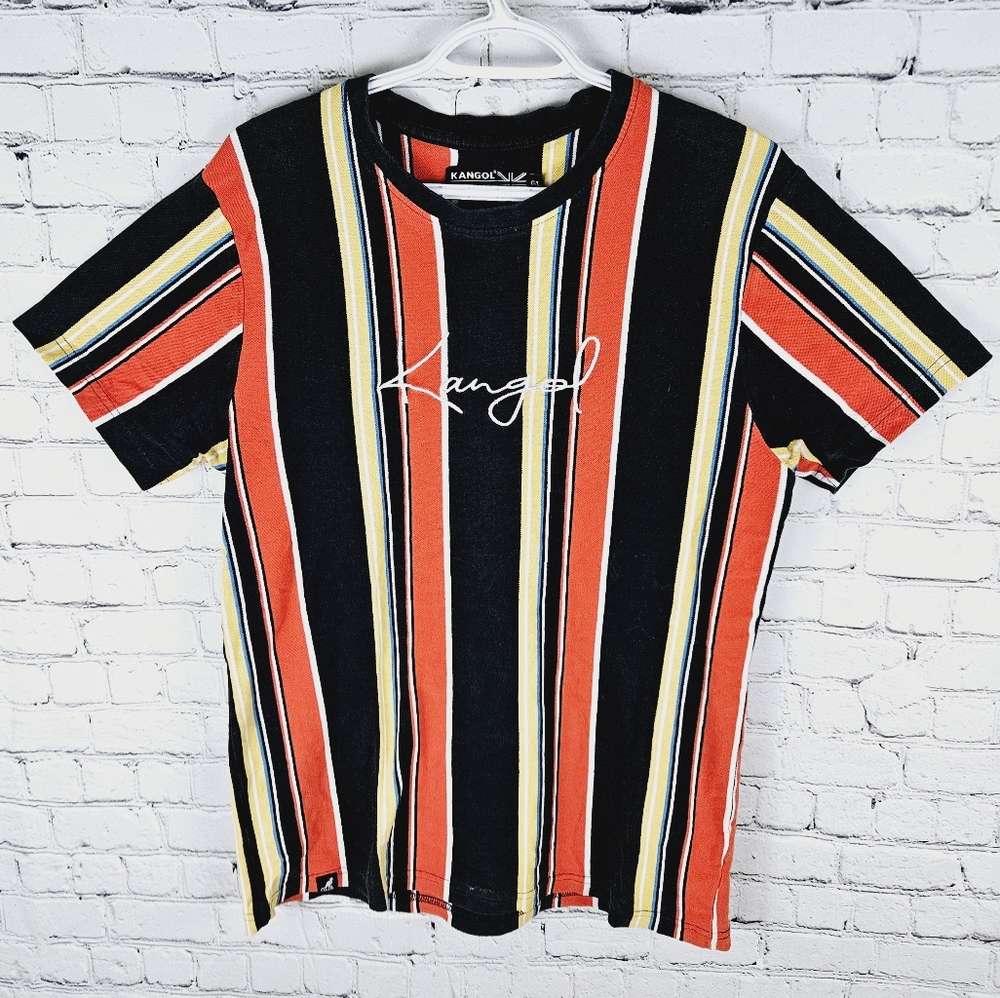 Kangol Black, Red & Yellow Striped Short Sleeve Tee